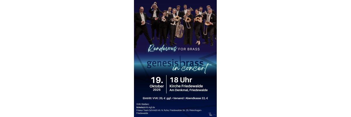 19. Oktober 2025: genesis brass KONZERT in Friedewalde - 